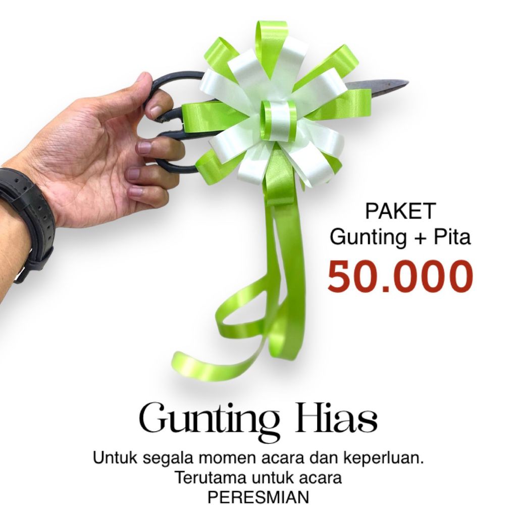 

Pita peresmian gunting hias pita opening pita satin Tille merah set gunting pita grand opening set lengkap gunting peresmian siap pakai