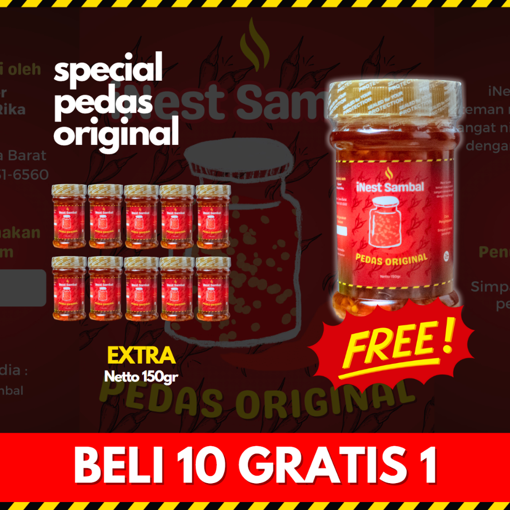 

PROMO BELI 10 GRATIS 1 Sambal Sambal Pedas Asli Original Siap Saji iNest Sambal