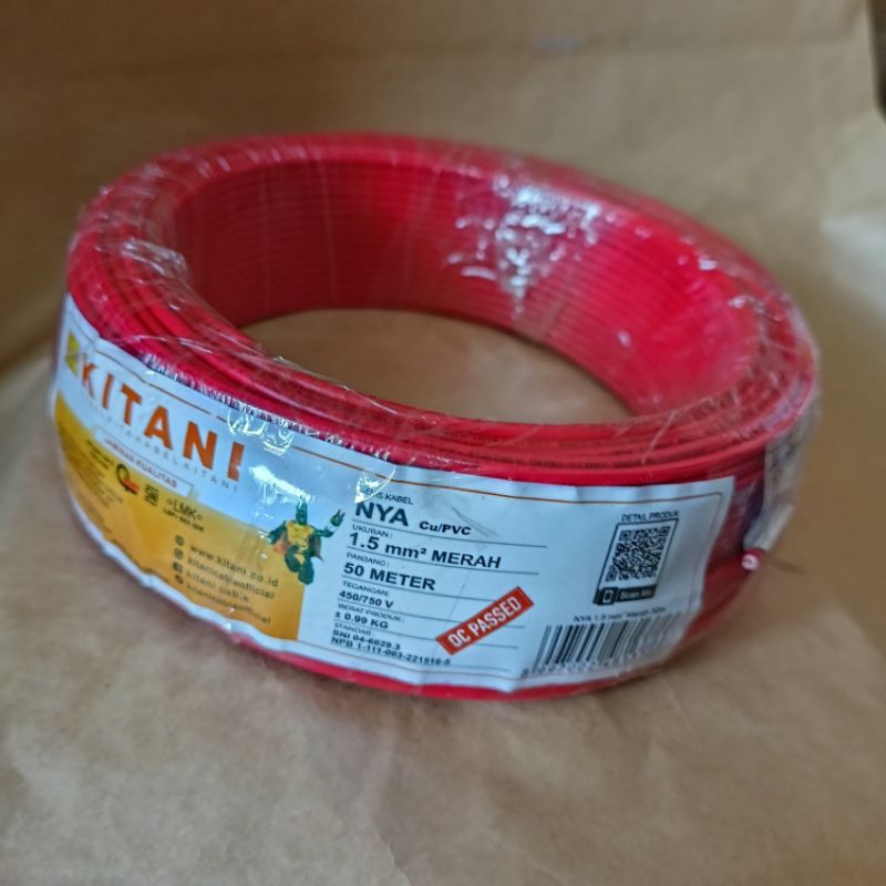 Kabel KITANI NYA Merah 50meter 1x1,5
