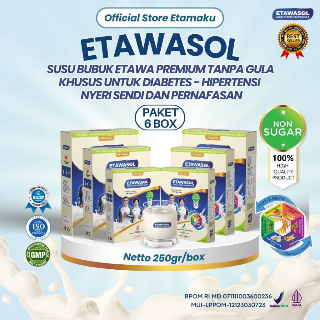 

Susu Kambing Etawasol 100% Bebas Gula Anti Diabetes, Hipertensi, Nyeri Sendi dan Pernafasan - 6 Box