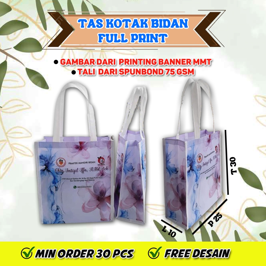 

Tas Souvenir Persalinan Partus Klinik Praktek Mandiri Bidan Full print Custom