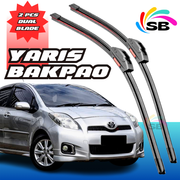WIPER YARIS BAKPAO DOUBLE KARET DEPAN KANAN KIRI FRAMELESS WIPER YARIS LELE DEPAN