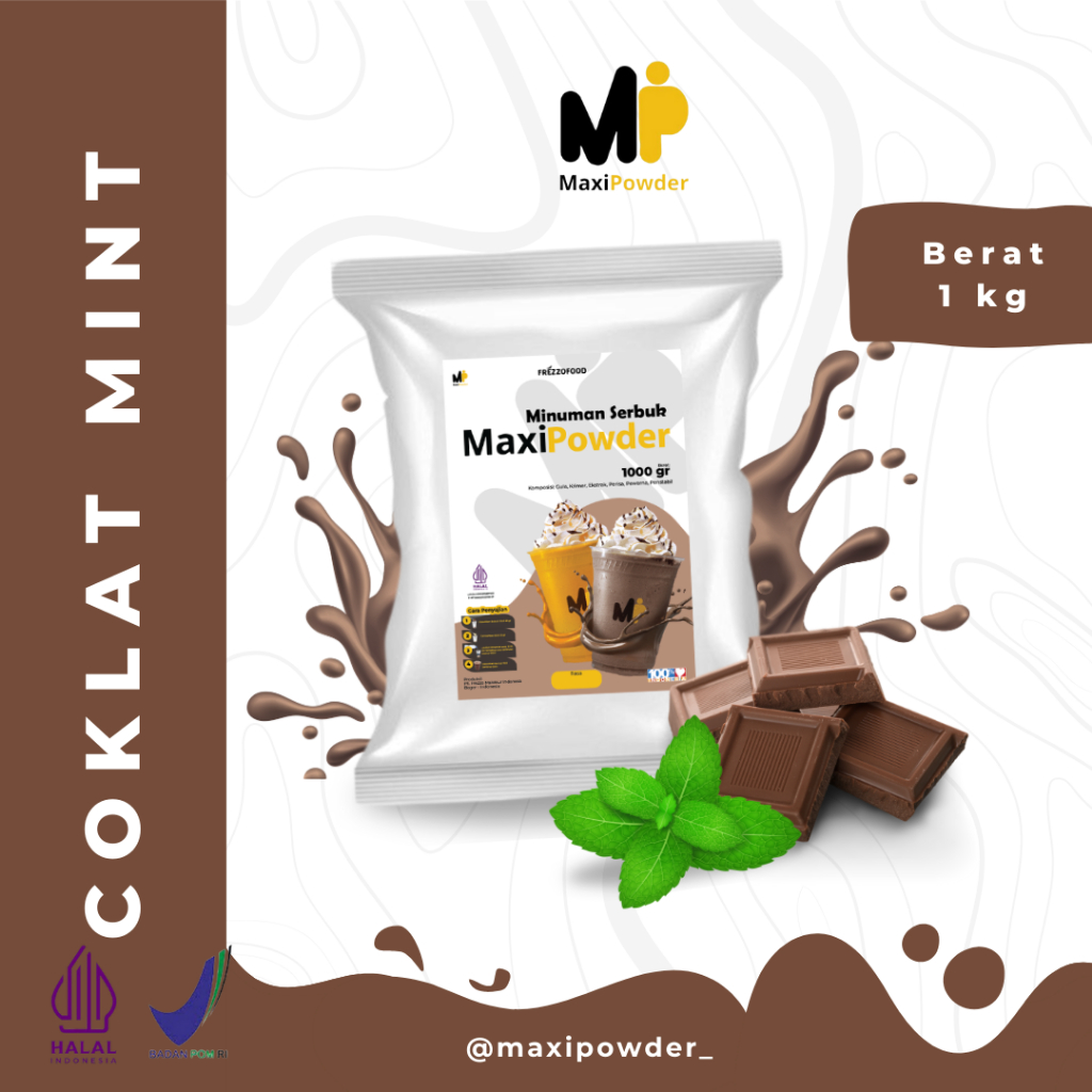 

Bubuk Minuman Rasa Coklat Mint 1kg / Minuman Kekinian Coklat Mint Termurah / MaxiPowder