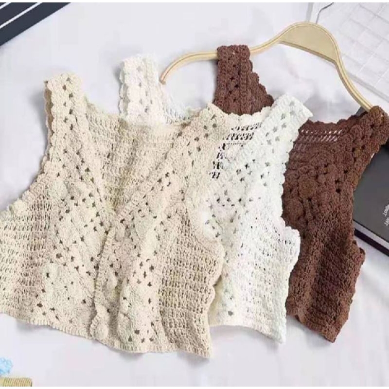 ROMPI ALISCHA RAJUT /ROMPI KOREAN STYLE IMPOR /Rompi cochet / Vest rajut musim panas /baju pantai