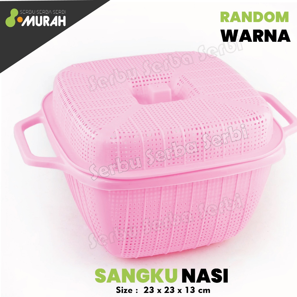SERBU MURAH - Sangku Nasi Edelweis - Bakul Nasi Plastik + Tutup - Wadah Nasi