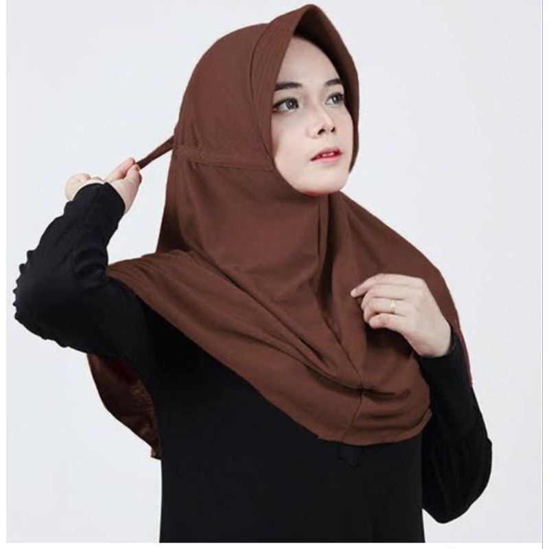 hijab sport serut Hamidah ukuran L (menutup dada) | bergo serut Hamidah | hijab serut jersey | serut