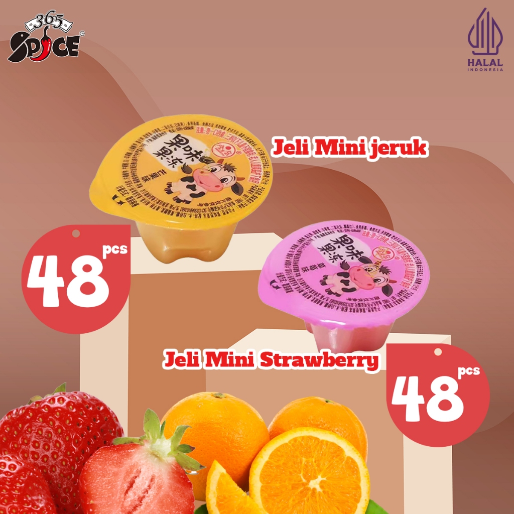 

[ 96 pcs Jelly Paket Usaha] 365Spices Mini Jelly Strawberry Orange