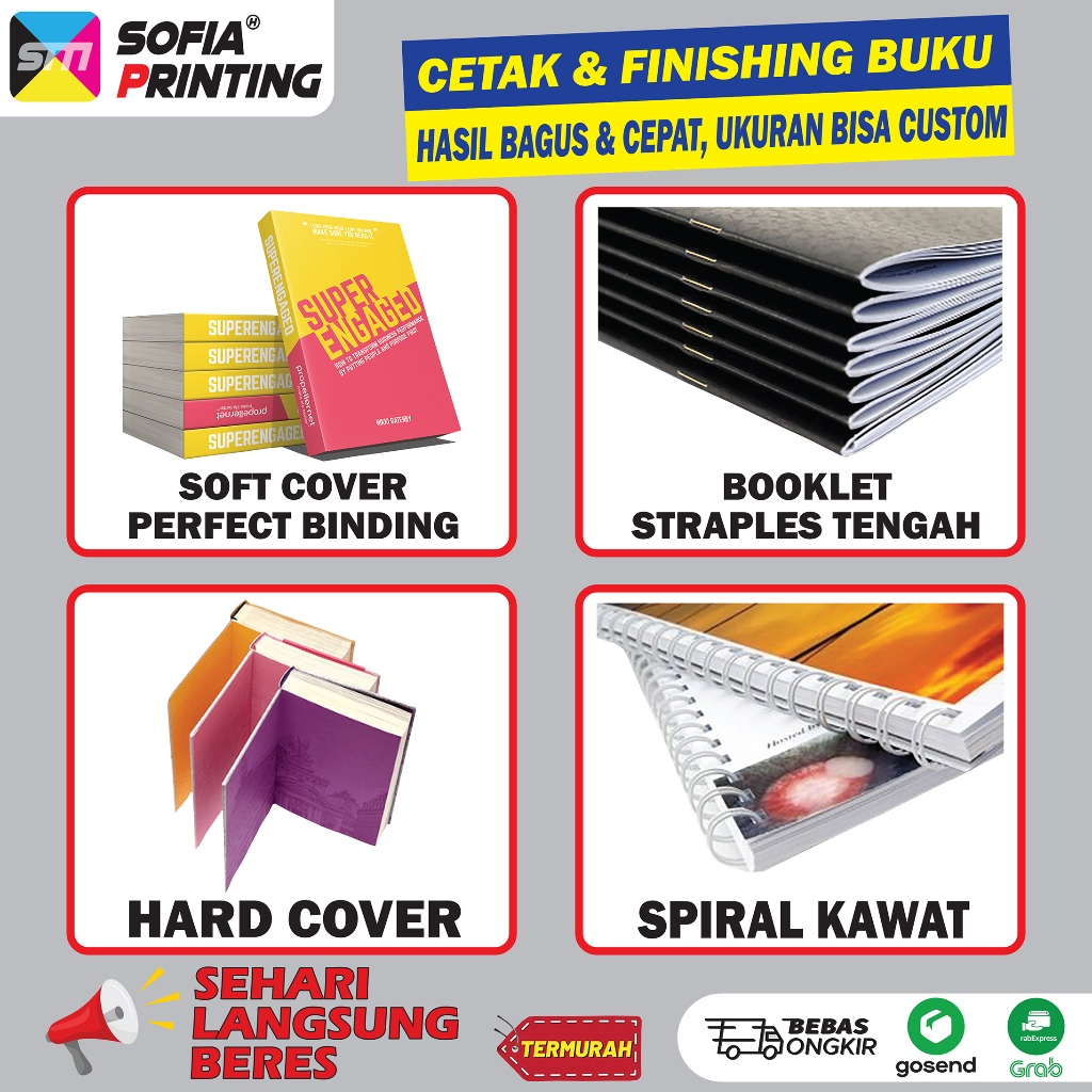 

Penjilidan Buku Satuan MURAH | Jilid Soft Cover / Hard Cover / Booklet / Spiral | Bending Lem Panas | Cetak Ukuran A4, A5, A6, Custom
