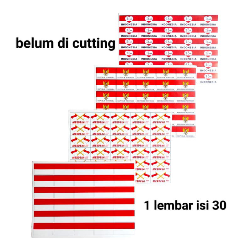 

(isi 30pcs) stiker pipi / stiker merah putih / stiker bendera tempelan HUT RI 17 agustus