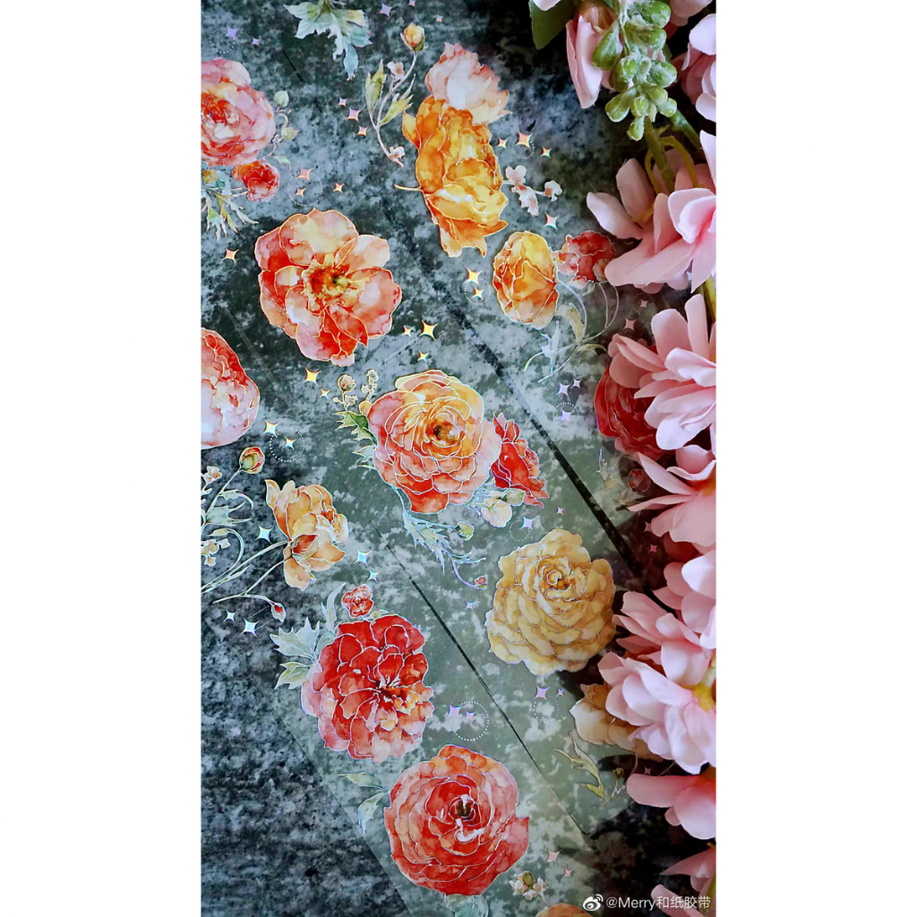 

[Sample] Merry Orange Flower HOLO PET Tape