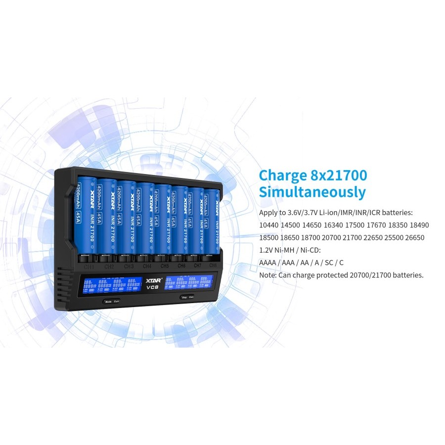 XTAR VC8 Charger with Capacity Test Function