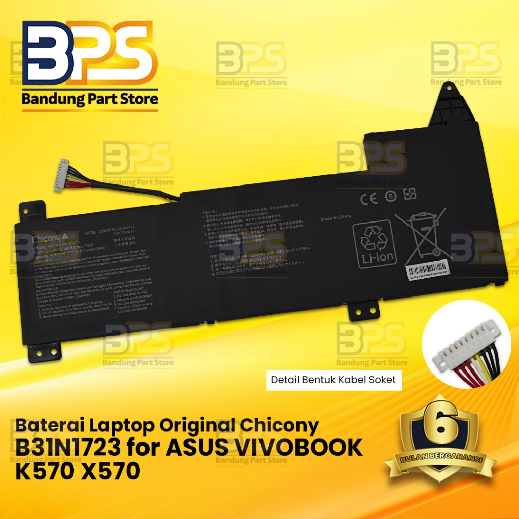 Battery Baterai Laptop Chicony for VIVOBOOK K570 X570 B31N1723 Original