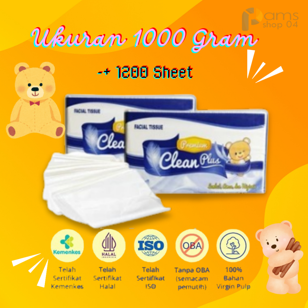 Tissue Facial Clean Plus Tisu Muka Tisu Serba guna Ukuran 1Kg atau 1000 Gram Tisu Wajah Tisu Bayi Pe