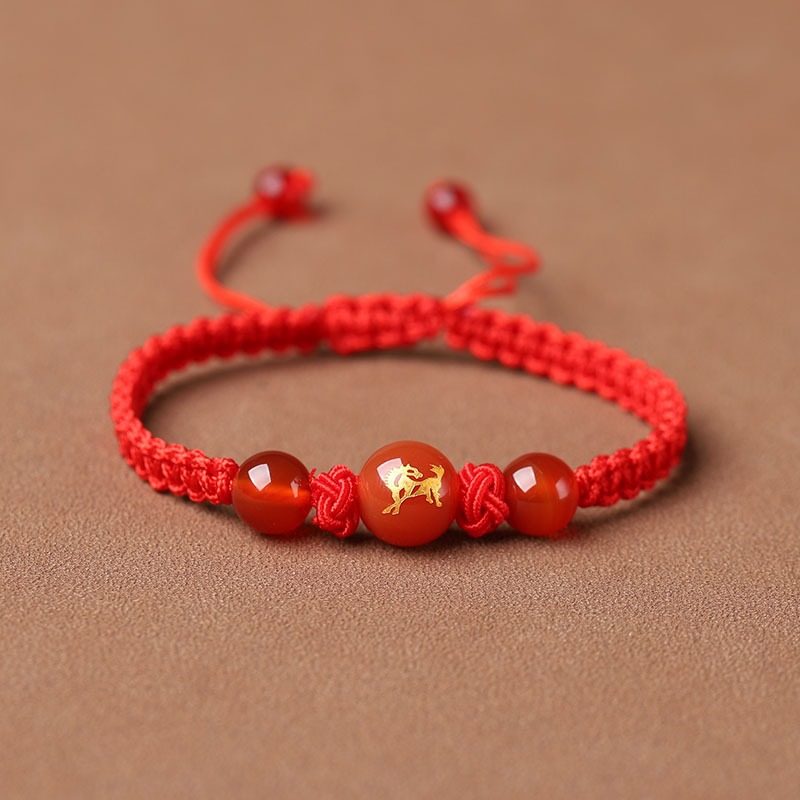 Gelang Tali Merah Shio / Gelang Rajut Zodiak Cina Tali Merah - Small 12 Zodiac Character Red Cord Be
