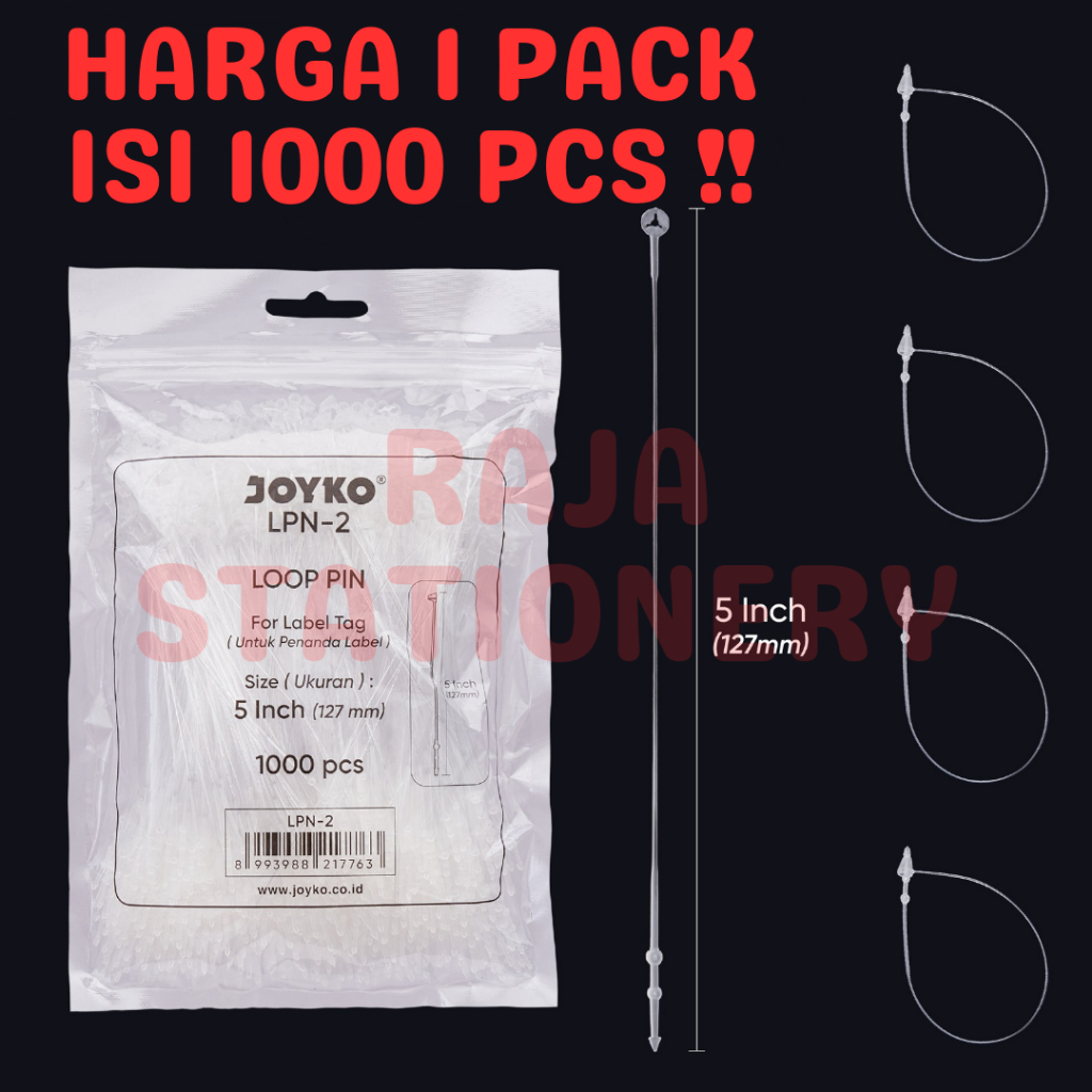 

Joyko Loop Pin Label Tag 1000 PCS / Kabel Penanda Label Produk Barang Pengikat Joyko LPN-2 PACK