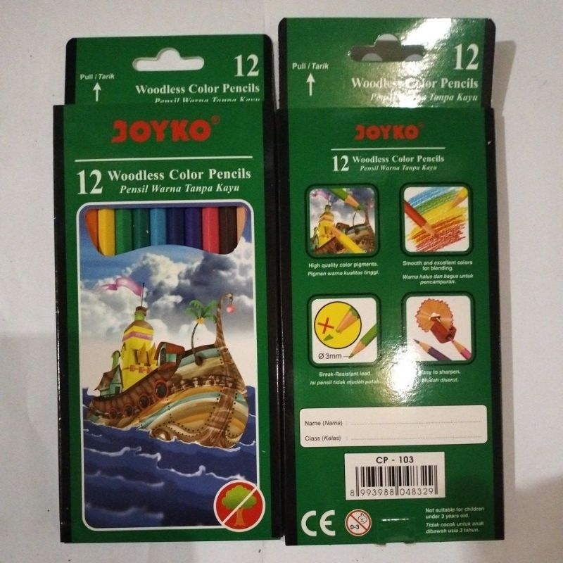 

Pensil warna hijau panjang 12 warna Cp-103 Joyko