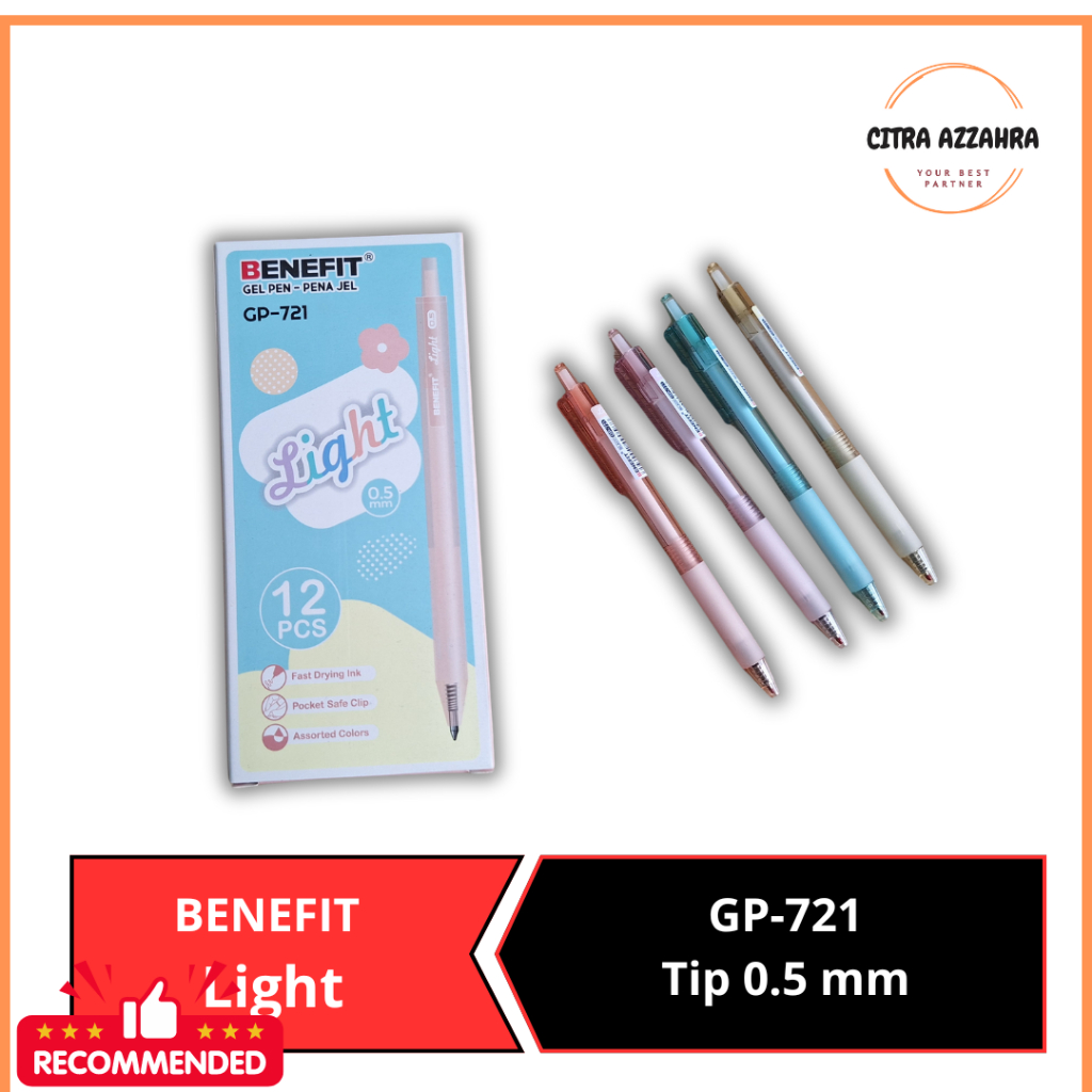 

[1pcs] Ballpoint Pena Gel LIGHT Pulpen Gel Bolpen Benefit GP-721 Tip 0.5 mm Bulpen