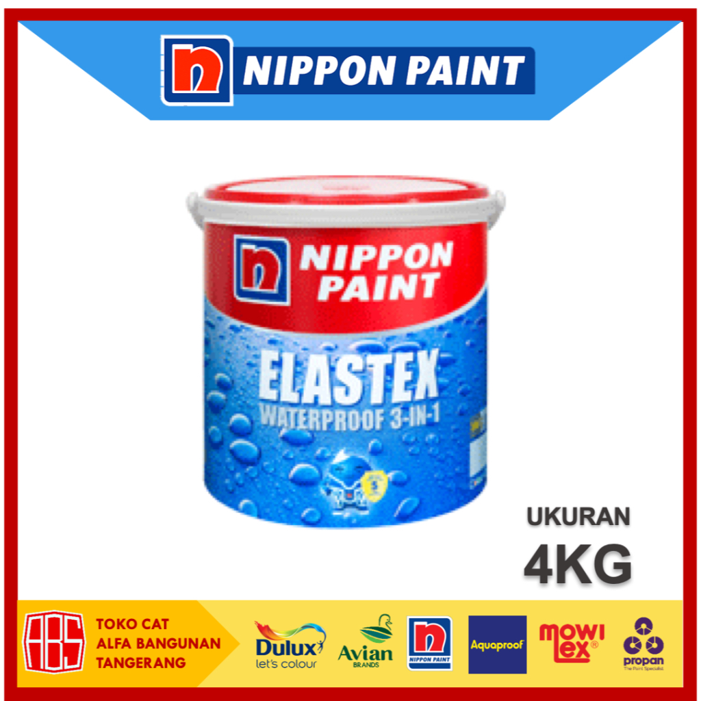 Cat Nippon Paint Elastex - 4KG - Cat Tembok Waterproof 3-IN-1