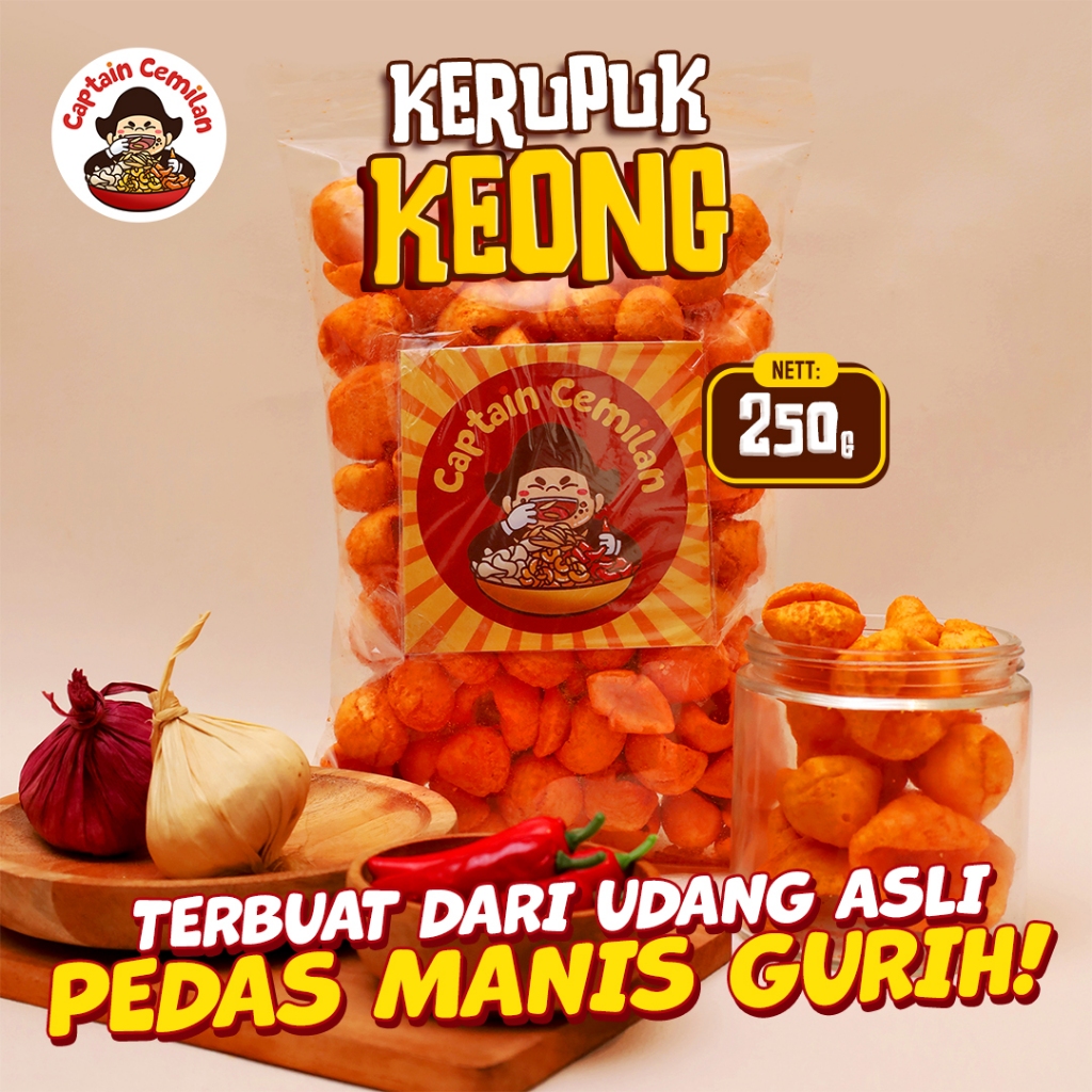 

250gram Kerupuk Keong Pedas Balado renyah kriuk Captain Cemilan snack snack kiloan makanan ringan cemilan