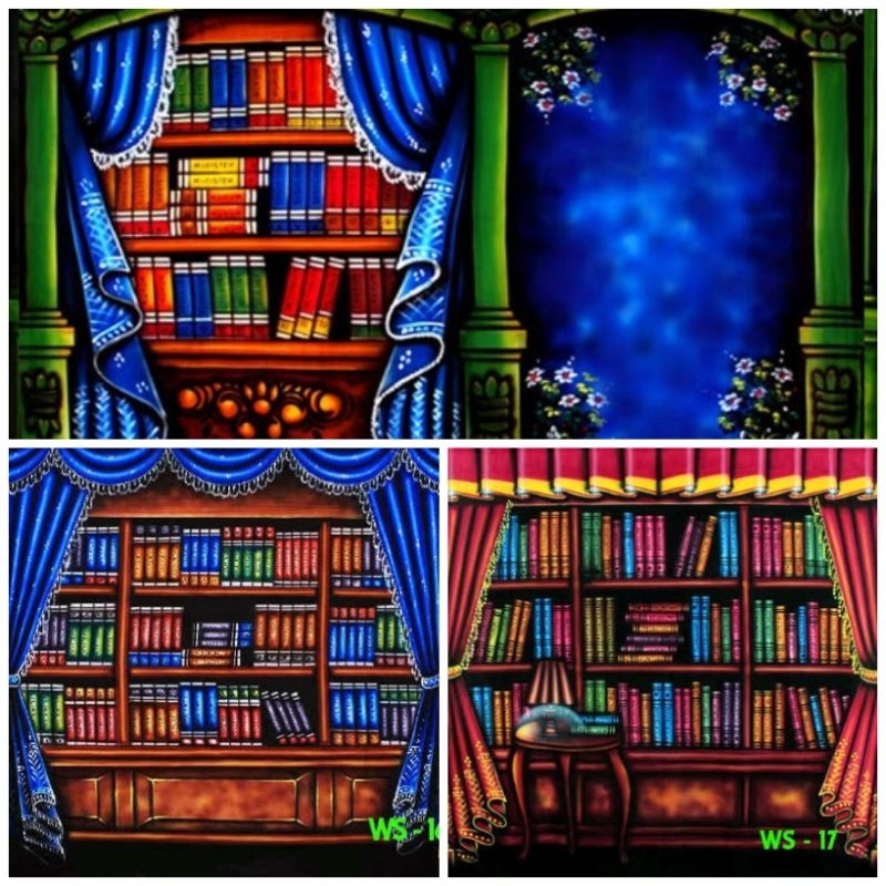 background backdrop wisuda rak Buku