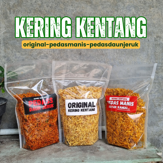 

Kering Kentang Mustofa Pedas Daun Jeruk Original Kemasan Jar Medium 500g