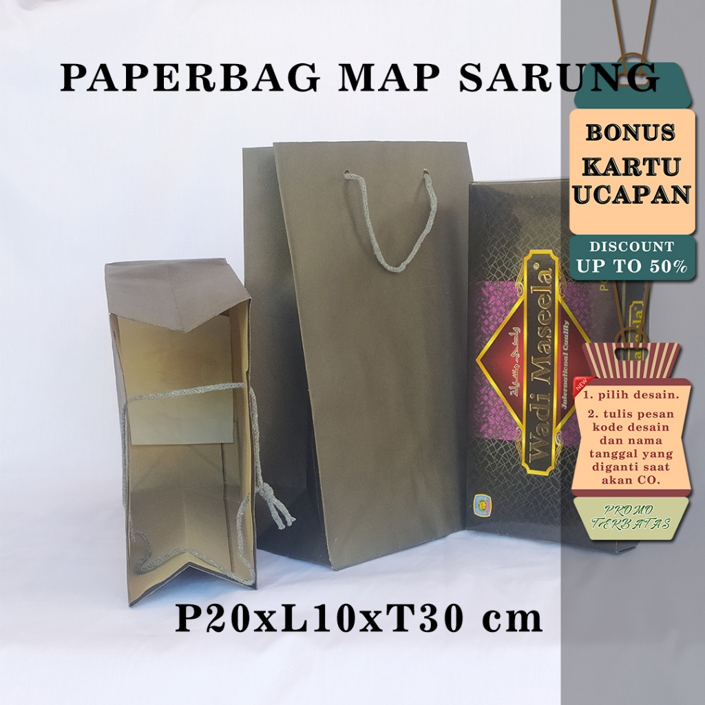 

PAPERBAG BONUS KARTU UCAPAN UKURAN R-11 (P20 X L10 X T30 CM) WARNA HITAM POLOS