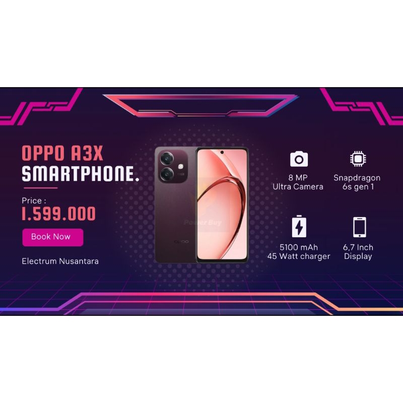 [Gratis Ongkir] HP Viral Tahan Banting OPPO A3x 4+4/64GB, 5000mAh, 90Hz LCD Display, IP54, 45 Watt
