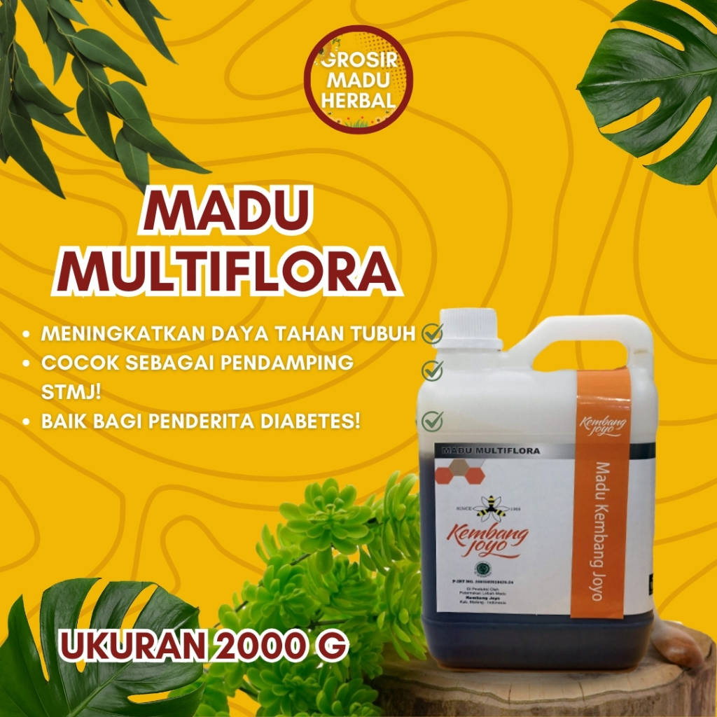 

MADU MULTIFLORA KEMBANG JOYO 2000 G/ 2 KG, MADU ASLI, MADU ALAMI, PURE HONEY