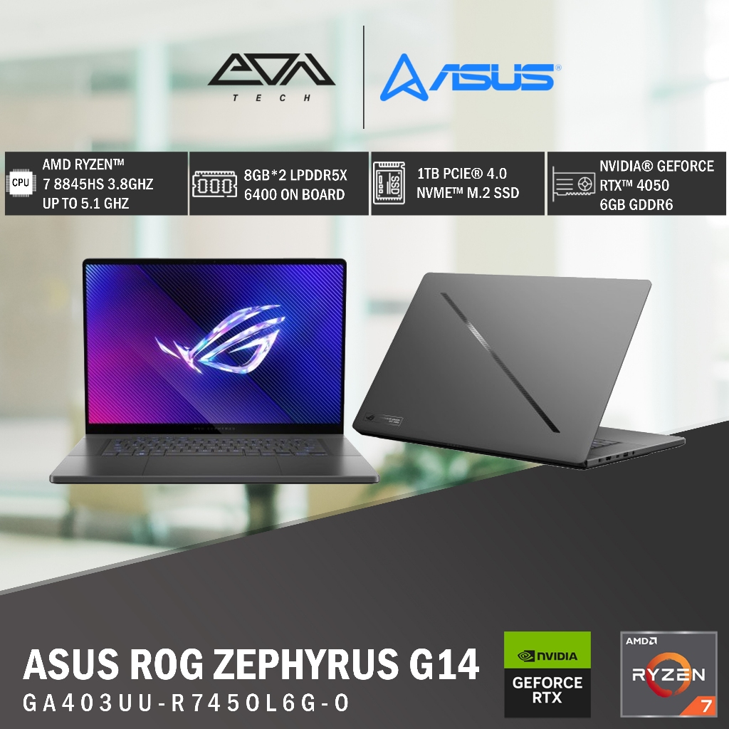 Laptop Asus ROG Zephyrus G14 GA403UU R745OL6G O Ryzen 7 8845HS/16GB/1TB/14″ 3K OLED/Win 11 Home+OHS