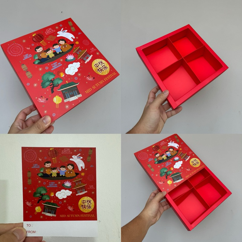 

Dus Mooncake kue bulan sekat 4 125gr-150gr + Kart Ucapan (Harga untuk 5 pcs dus)