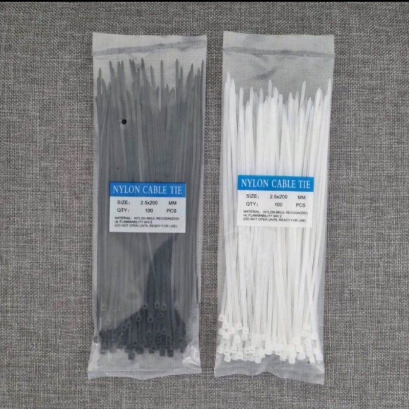 

Nylon Cable Tie Ukuran: 2.5 x 200 mm Warna Hitam / Putih