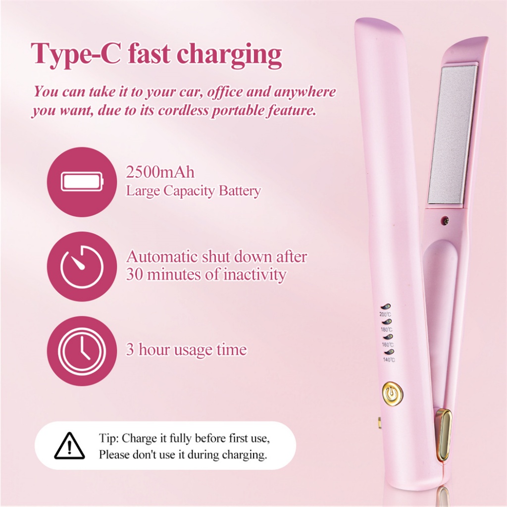 CkeyiN Wireless Hair Straightener Catokan Rambut Lurus Pengeriting Rambut Catok Curly