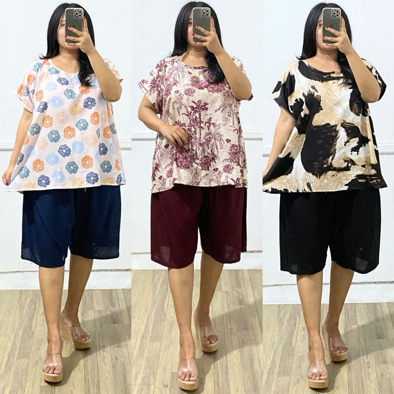 BABYDOLL JUMBO RAYON LD 130 (Celana SELUTUT) SERI 1 BAJU TIDUR BIGSIZE | BAJU TIDUR SANTAI LD130  BA