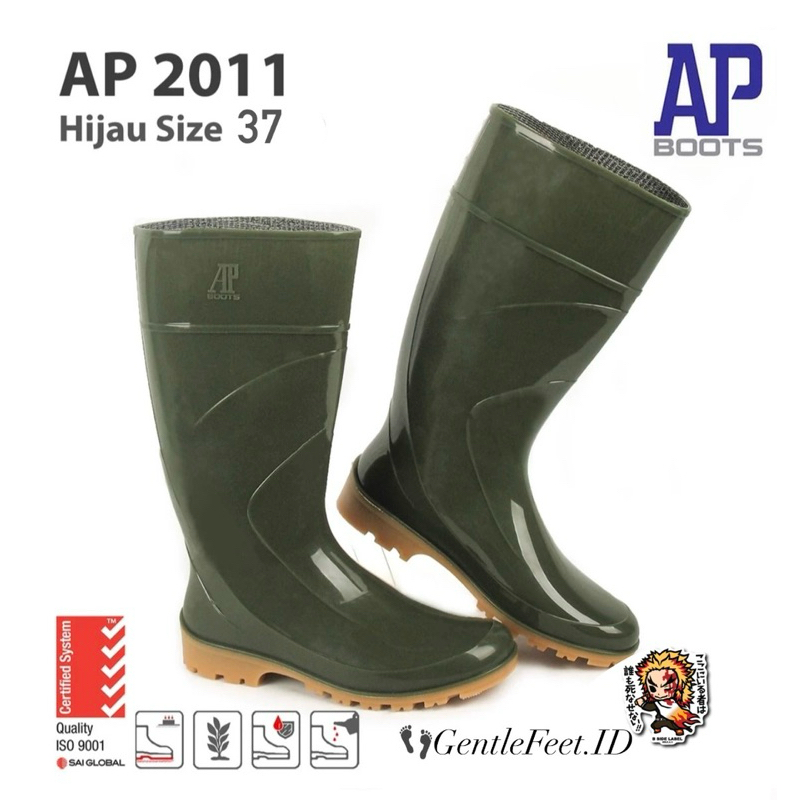 SEPATU BOOT AP 2011 GREEN 37 - SEPATU BOOT AP KARET CEWEK - AP BOOT