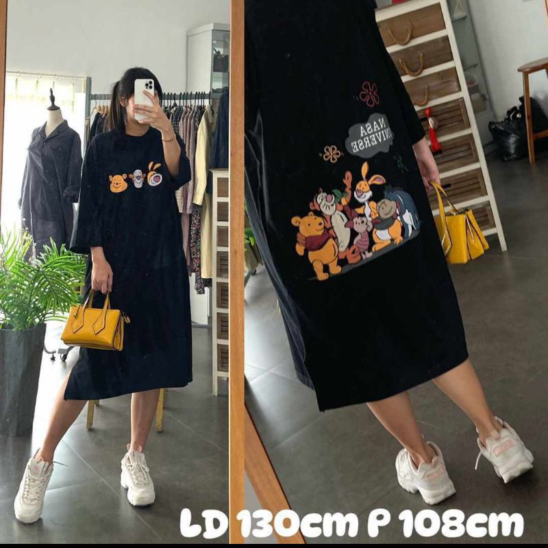 ATASAN KAOS TUNIK MIDI PRINTING KARTUN TUNIK KAOS IMPORT TUNIK Midi JUMBO TUNIK KAOS LD 120CM JUMBO