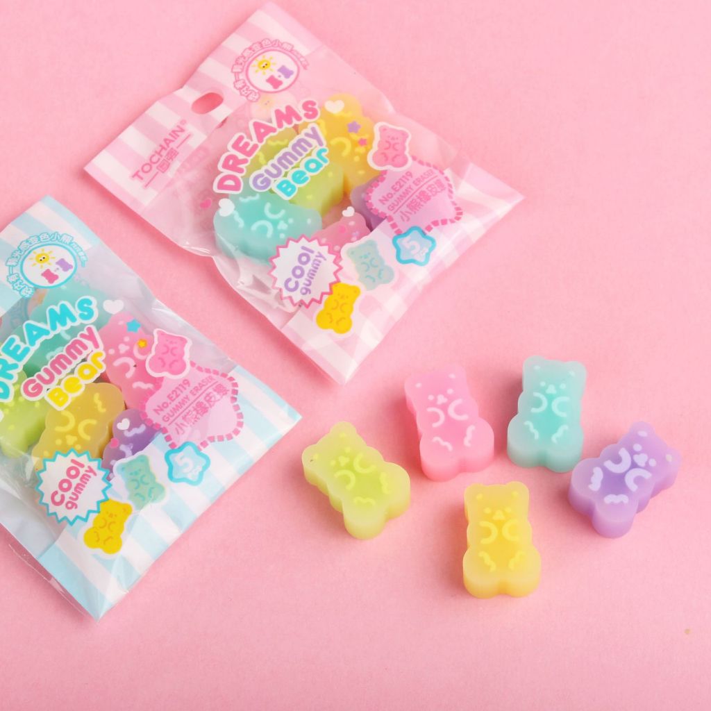 

Penghapus Pouch Tochain Gummy Bear No.E2119 Eraser Penghapus Bag Karet Beruang Hapusan Stip Setip