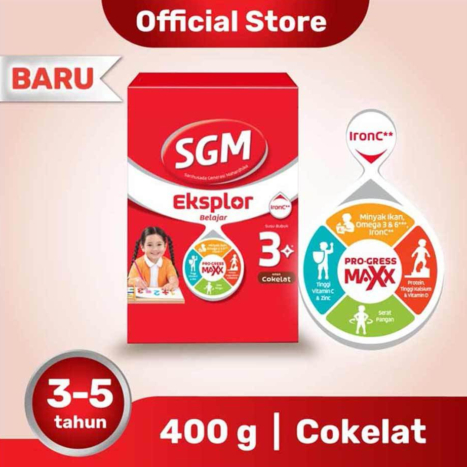 

Susu SGM Eksplor 3+ Pro-Gressmaxx Cokelat Susu Pertumbuhan (Belajar) 400G