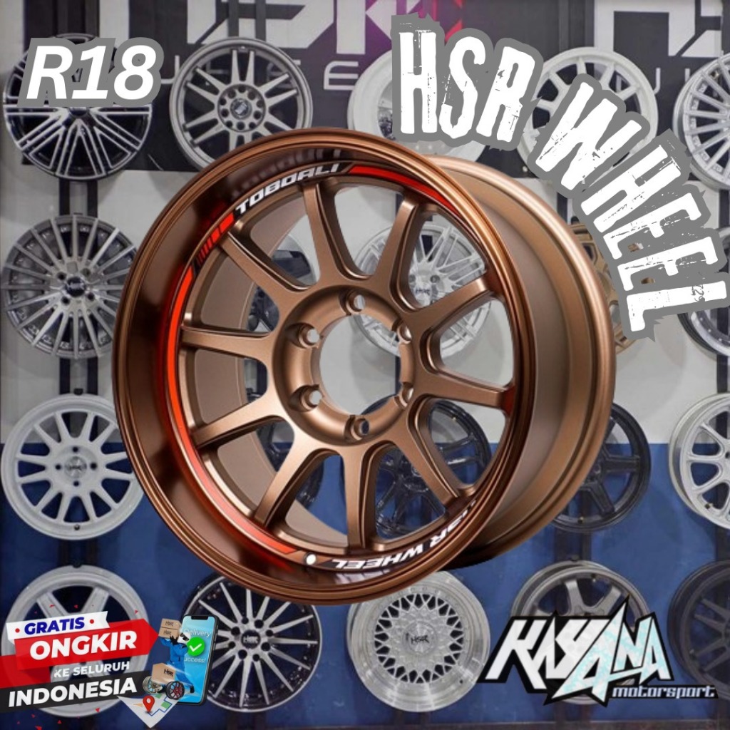 Velg HSR Ring 18 Untuk Pajero, Fortuner, Hilux Pelek Mobil HSR Toboali R18 Lebar 9.5 Et-5 New Produk