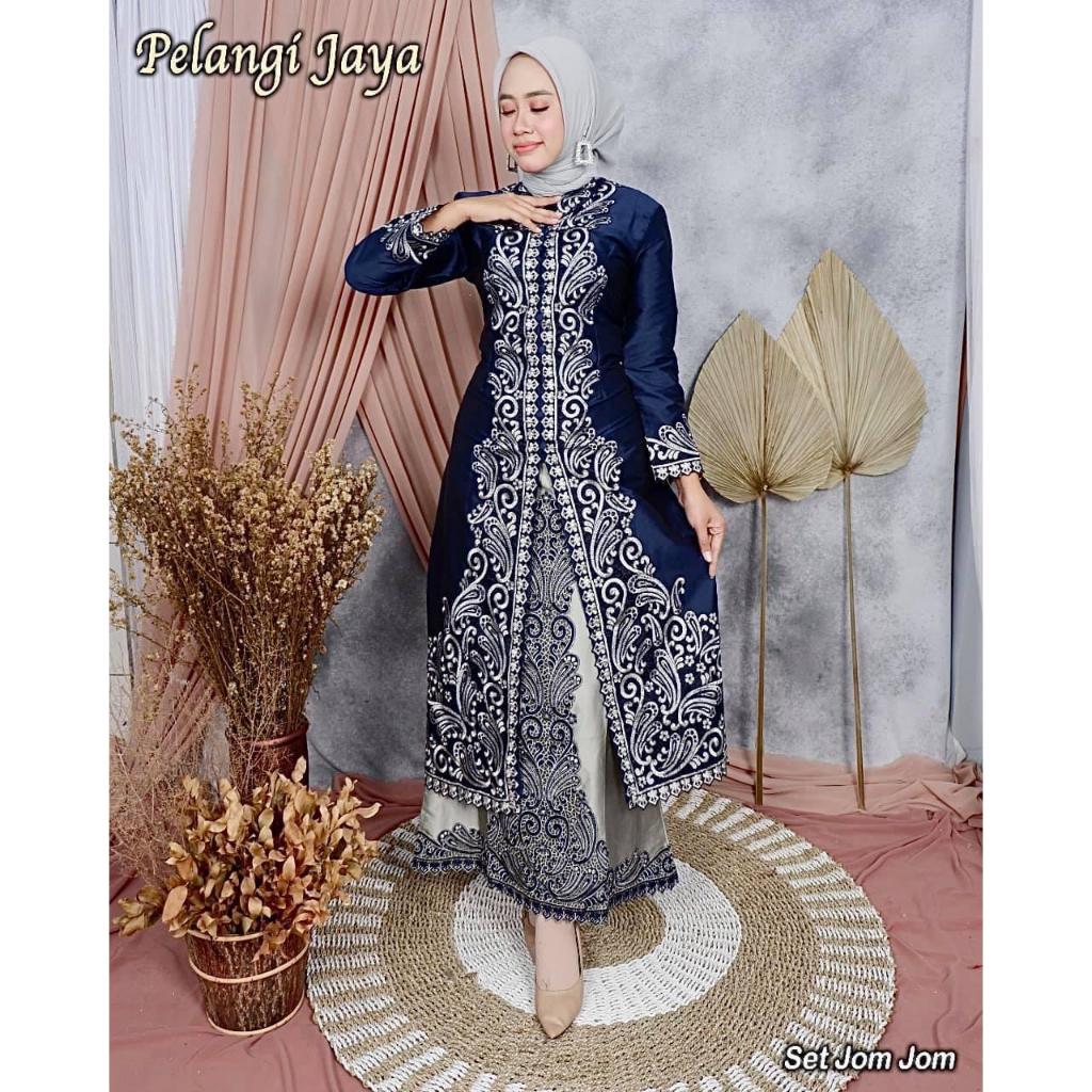 Gamis Wanita Pelangi Jaya Bahan Taveta Dove Warna Biru
