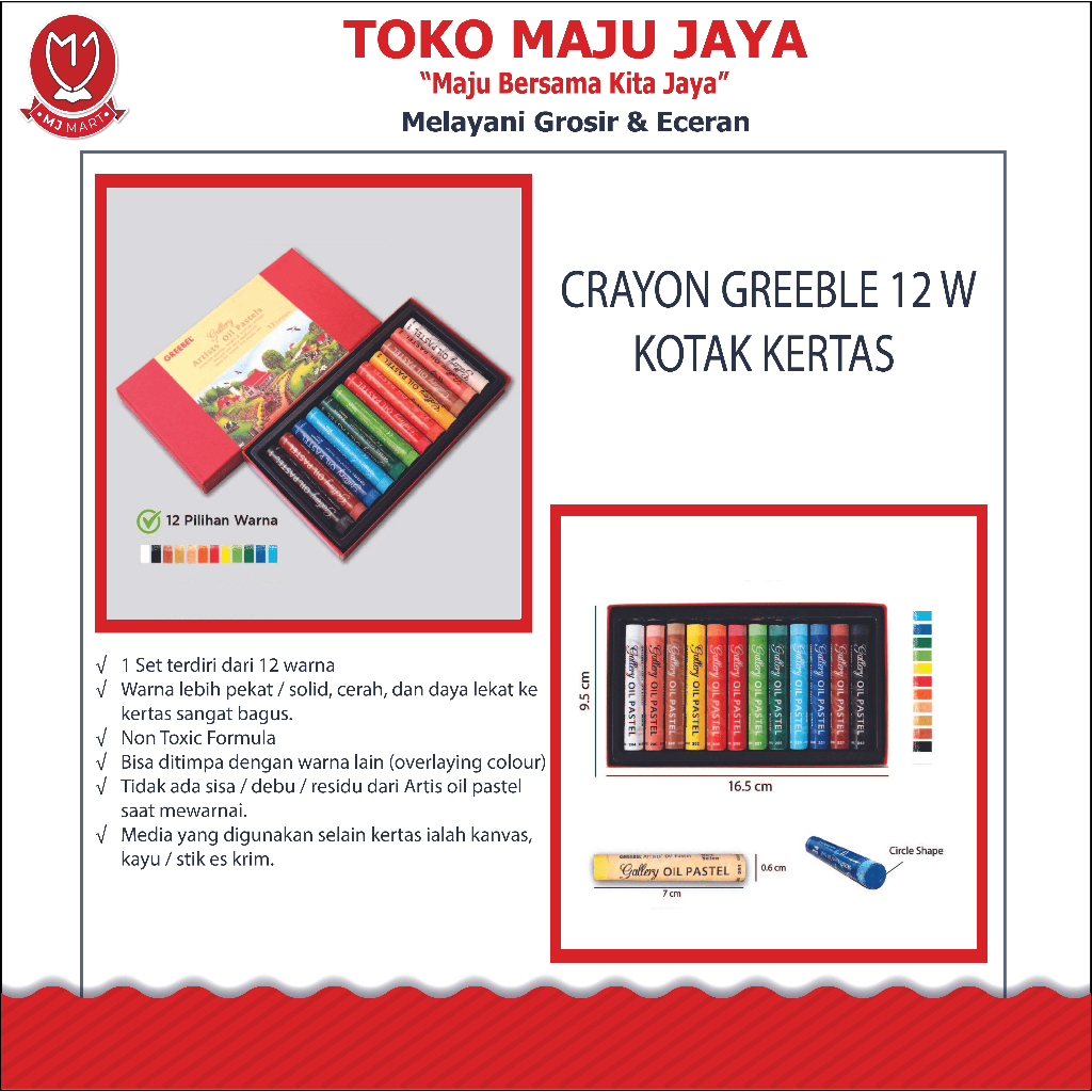 

CRAYON GREEBLE 12 W KOTAK KERTAS