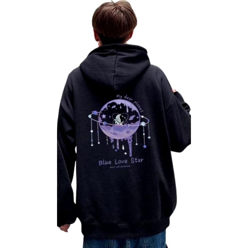 HOODIE BLUE PINK PLANET HOODIE COUPLE PASANGAN KEKINIAN CEWEK COWOK / REMAJA KEREN
