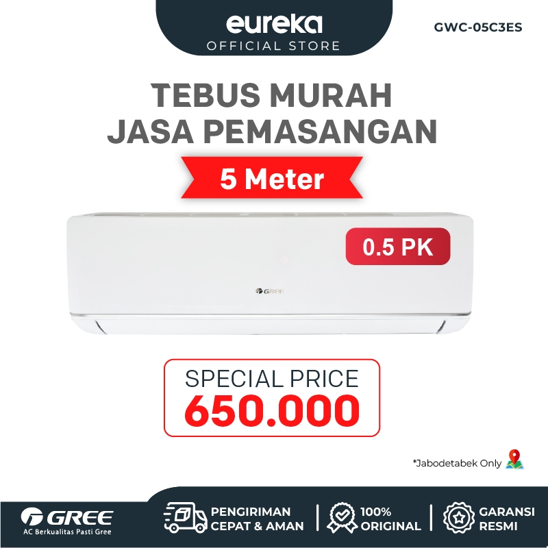 AC GREE 1/2 PK GWC-05C3E(S) DELUXE LOW WATT - PUTIH [INDOOR+OUTDOOR UNIT]