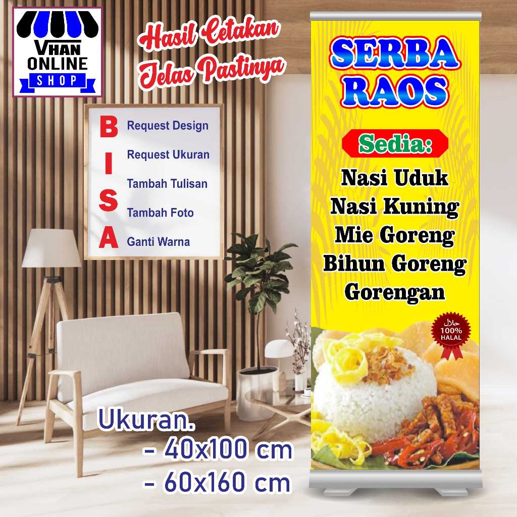 Custom Banner Spanduk MMT Nasi Uduk, Nasi Kuning dan Gorengan