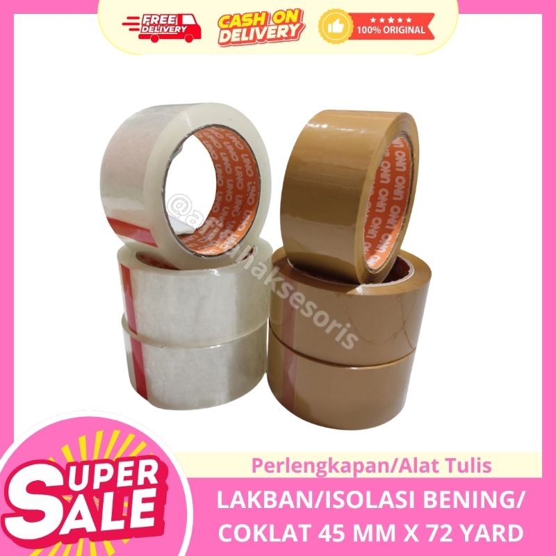 

Lakban / Isolasi coklat & bening 45 x 72yard