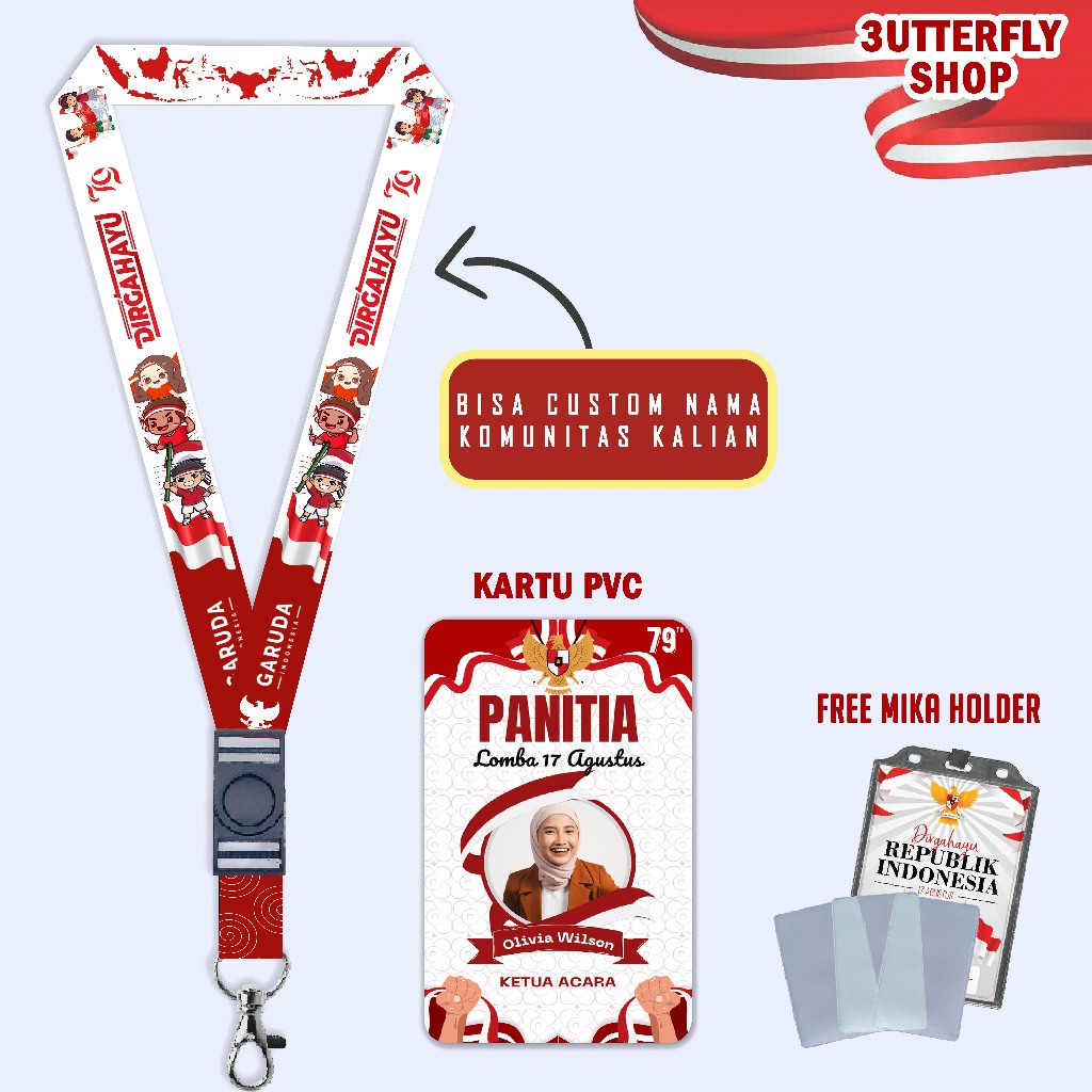 

LANYARD KHUSUS PANITIA HUT RI KEMERDEKAAN 17 AGUSTUS GANTUNGAN CARD HOLDER