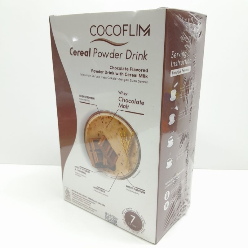 

COCOFLIM minuman serbuk rasa coklat susu sereal powder drink perbox isi 7 sachet