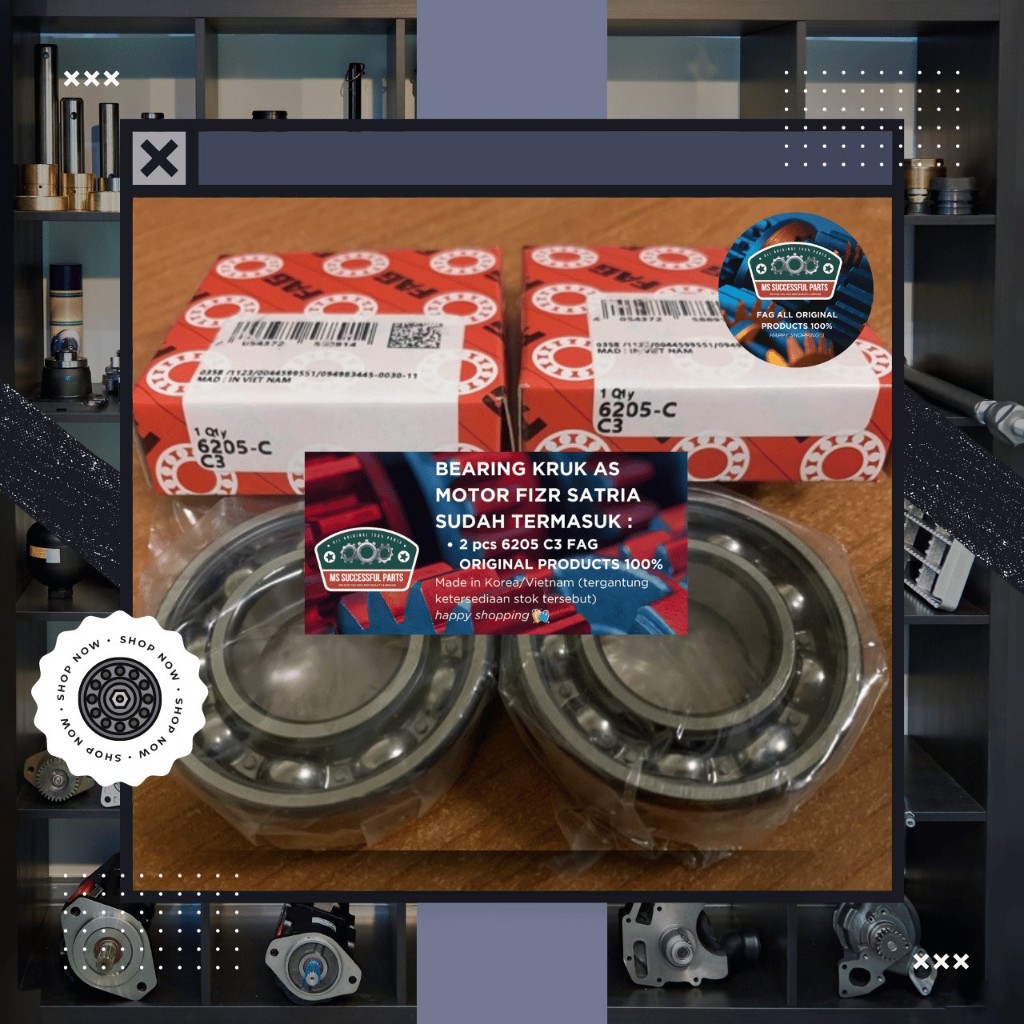 BEARING KRUK AS FIZR SATRIA 2 TAK 6205 C3 FAG ORIGINAL ISI 2 PCS