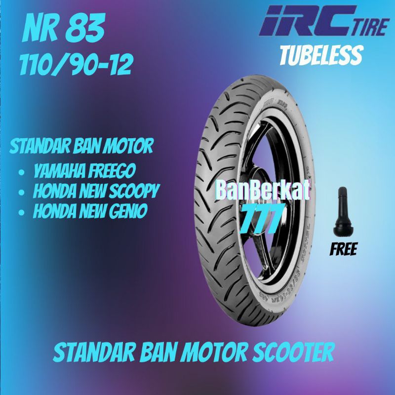 Ban Belakang Motor Honda Scoopy, Yamaha FREEGO/ IRC NR 83 110/90 Ring 12 Tubeless