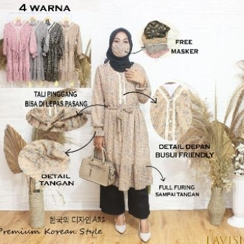 Dress Muslim Korean style dress elegant motif bunga