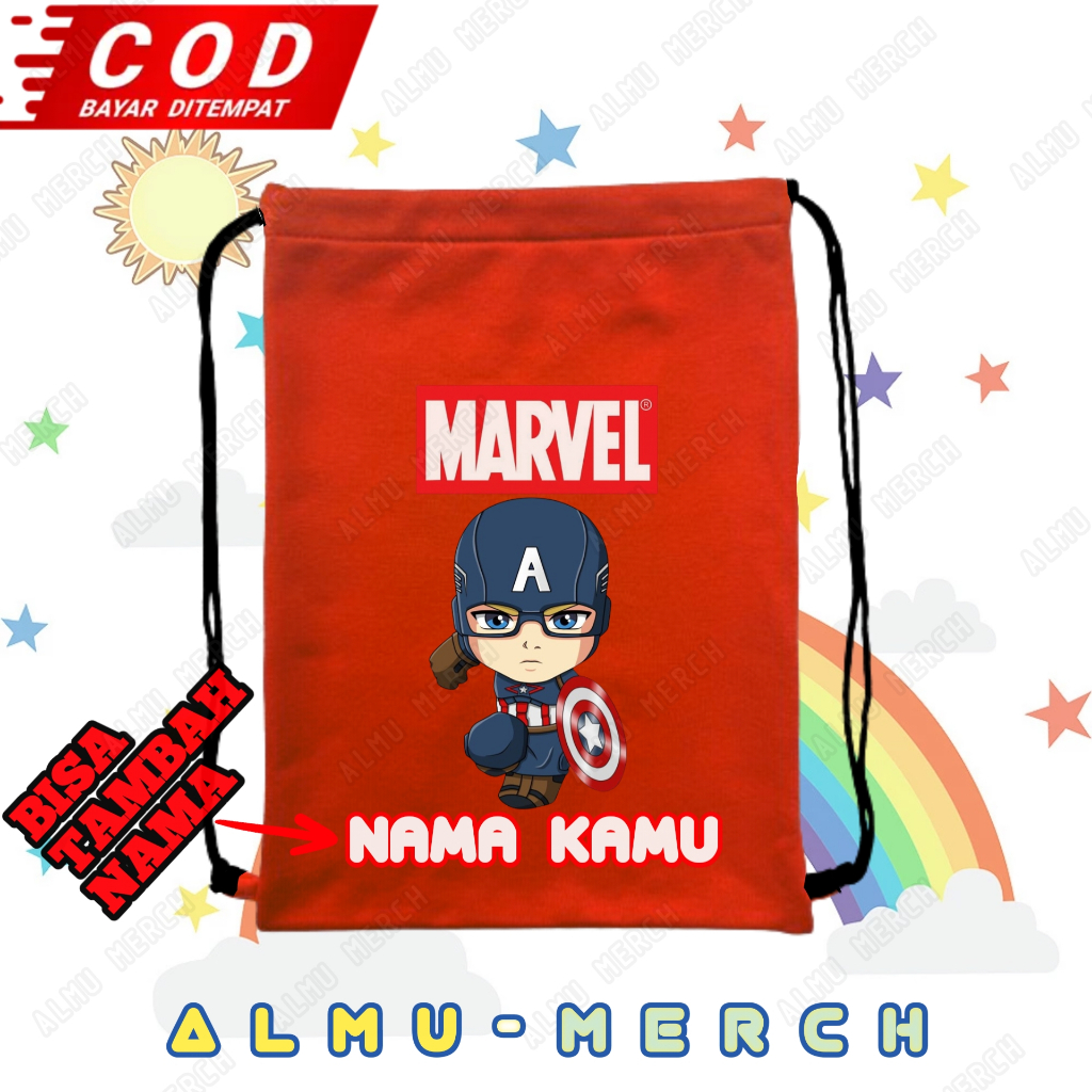 Tas Serut Anak Captain America Avengers / Kantong Serut Anak